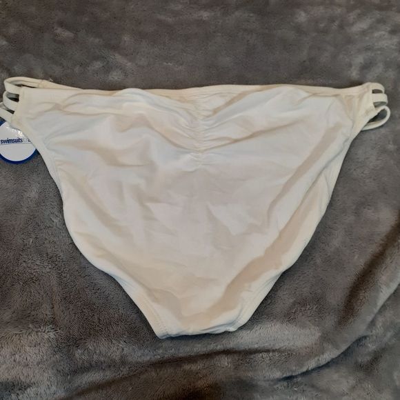 Swimsuits For All Triple String Cut Out White Bikini Swim Bottoms NWT - Picture 14 of 15